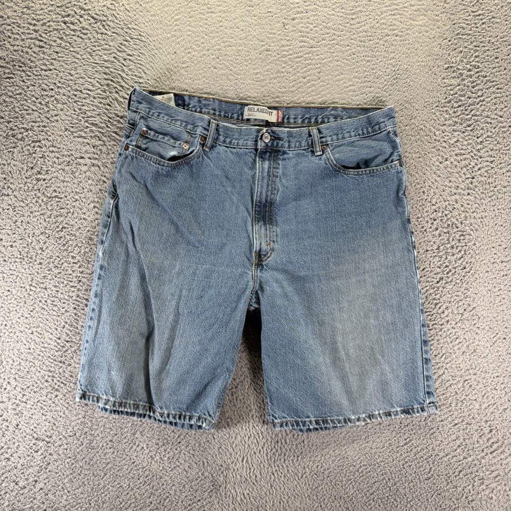 Vintage Levi's 550 Shorts Men's 42 Blue Cotton Denim Bermuda Relaxed Faded Retro